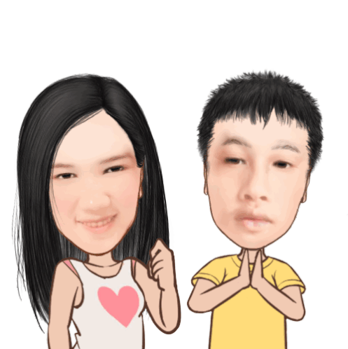 Cartoon Couple Thumbs Up Sticker