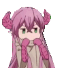 Pink-Haired Chibi Demon Girl Punching Sticker