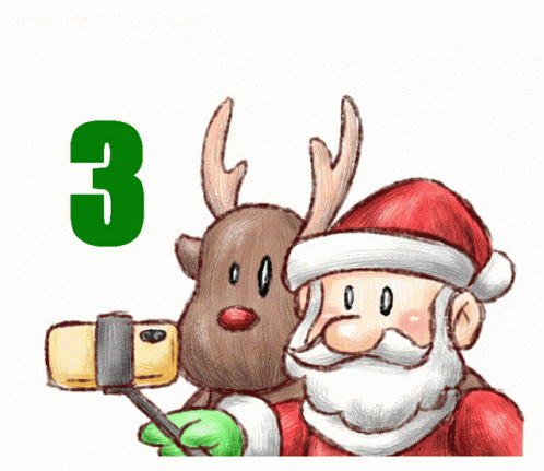 Merry Christmas Countdown with Santa & Reindeer Selfie