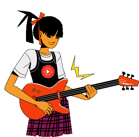 Guitarist Girl Rocking Out with Electric Guitar