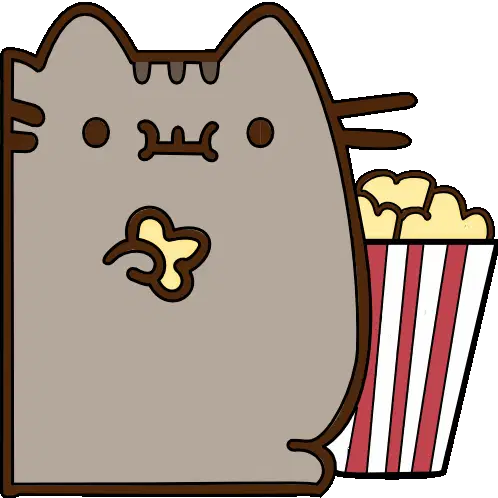 Popcorn Cat Eat Popcorn Sticker