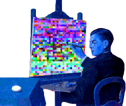 Blue Man Painting Glitch Art Television Static Sticker