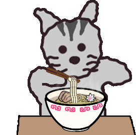 ラーメン Noodle Sticker: Cute Cat Eating Hot Ramen