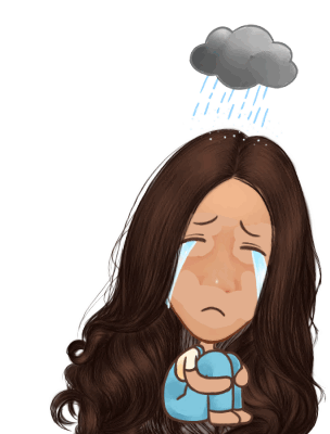 Crying Person Under Rain Cloud