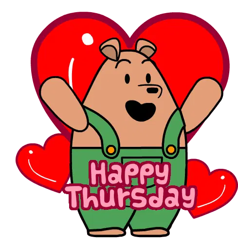 Happy Thursday Bear with Heart Sticker