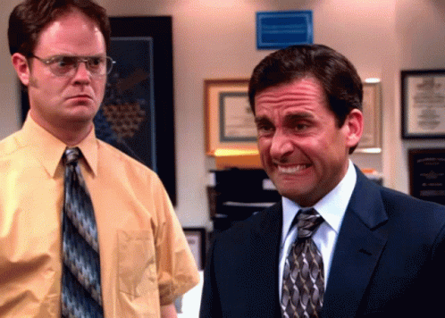 Michael Scott reaction captures that instant moment of panic