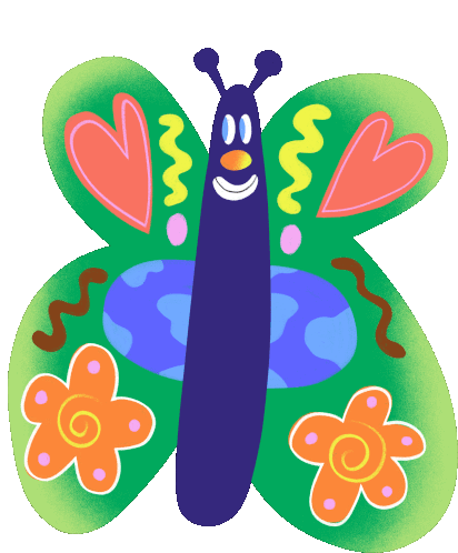 Smiling Butterfly with Earth & Flowers Sticker